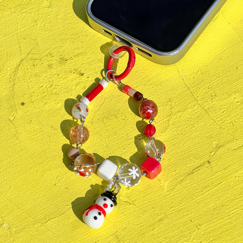 Christmas Snowman Phone Chain / Bag Charm Handmade with Premium Materials